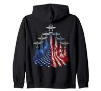 4th of July Warbirds Fighter Planes American Aircraft Flag Sudadera con Capucha
