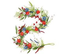 4th of July Wreath | 4.9ft Red White Blue Daisy Flower Garland | July Flower Garland Wreath | For Window Porch Patio Garden Farmhouse Indoor Outdoor Home Summer Holiday