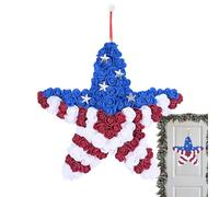 4th of July Wreath | American Flag Memorial 250th Ornaments | Patriotic Red White and Blue Wreath,for Yard Porch Home Living Room Wall Farmhouse Spring Summer