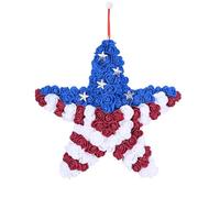 4th of July Wreath - Artificial Flowers Outdoor Decor, American Flag Memorial 250th Ornaments, Patriotic Wreaths For Front Door | For Garden Yard Patio Porch Home Wall Independence Day Party Holiday