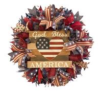 4th of July Wreath, Red White and Blue Patriotic Door Decoration for Porch Entryway Fence Backyard, Lightweight Festive Design, Holiday Wreath Decor for Home Apartment Office Mantel Coffee