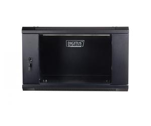 4U wall mounting cabinet 19" rack 600x450, glass door, ununmounted, 60kg, black (RAL 9005)