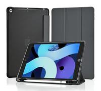 4UBonLife Funda para iPad 9.ª/8.ª/ 7.ª Generación 10,2 Pulgadas 2021/2020/2019 con Portalápiz, Carcasa Protectora Delgada Ligera con Cubierta Trasera Rígida Translúcida para iPad 9/8/7, Gris Espacial