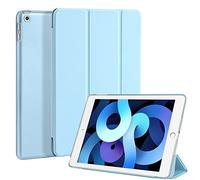 4UBonLife Funda para iPad 9,7 Pulgadas 6.ª/5.ª Generación 2018/2017, Cover Protectora Carcasa Rígida Delgada Ligera con Trasera Translúcido Cubierta para iPad 6/5, Auto Sueño/Estela, Azul Claro
