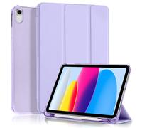 4UBonLife Funda para iPad (A16) 11ª Generación 2025 11 Pulgadas, iPad 10ª Generación 10,9" 2022 con Portalápiz, Carcasa Protectora Delgada Ligera con Cubierta Trasera Rígida Translúcida, Púrpura Claro