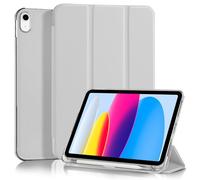 4UBonLife Funda para iPad (A16) 11ª Generación 2025 11 Pulgadas, iPad 10ª Generación 10,9" 2022 con Portalápiz, Carcasa Protectora Delgada Ligera con Cubierta Trasera Rígida Translúcida, Gris Claro