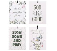 4uds Ambientadores Coche Cristianos, 8x6cm Ambientadores Coche Colgantes Portátiles con Versículos Bíblicos con Bonito Lazo y Motivos Florales para Decorar Baños Dormitorios Libros(Verde)