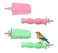 4uds Anti-Deslizante Piedras Afilar Pico Aves, Lavable Resina Cortapico para Aves Bonito Accesorios Jaula para Loros Periquitos Periquitos Australianos Cacatúas Inseparables (Verde, Rosa)