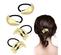 4uds Coleteros de Metal, Coleteros Dorados Coleteros Elásticos para Mujer Coleteros Geométricos para Cabello Grueso Largo y Corto Accesorios para el Cabello Dorados Coleteros para Mujer Regalo