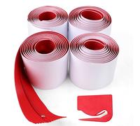 4uds Cremallera de Barrera de Polvo de Alta Resistencia, 213x7,6cm Autoadhesiva Cremallera Doble Lona Protección Instantánea Contra Polvo de Puerta con Cortador de Láminas de Plástico (Rojo)