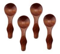 4uds Cucharas de Madera Pequeñas, 10cm Minicucharas para Condimentos Phoebe Wood Cucharas de Madera Cucharas Redondas de Madera para Sopa para Sal Azúcar Miel Salsas Aderezos Especias Cocina