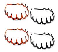 4uds Diademas en Zigzag para Mujeres y Niñas, Plástico Antideslizante con Peine Dentado Aros el Pelo Accesorios para el Maquillaje Lavado de Cara o Uso Diario (Ámbar, Negro)