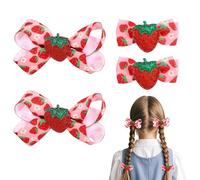 4uds Lazos de Fresa el Pelo para Niñas Pequeñas, Bonitos Horquillas de Fresa Lazos Bebé Pasadores a Presión Accesorios el Pelo Regalos para Bebés Pequeños