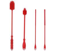 4uds Limpiador de Pajitas y Cepillo para Botellas, Reutilizable Cepillo para Pajitas de Silicona Extra Largo Limpieza Cepillo para Botellas de Agua Sin BPA para Stanley Vasos Tarros (Rojo)