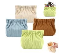 4uds Organizador Elástico de Pana para Corbatas de Pelo, 4 Colores Mini Bolsa Maquillaje Bolsa Almacenamiento Pequeña Portátil Tapa Apretada Bolsillo Cosmético Bolso Regalo para Mujeres Viajes