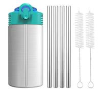 4uds Pajitas de Repuesto de Metal Compatibles con Botellas de Agua Zak Designs Kids de 15,5oz/ Vasos de Plástico de 16oz, Pajitas Reutilizables de Acero Inoxidable con 2 Limpiadores de Pajitas