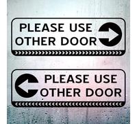 4uds Please Use Other Door Señal, 30x10cm Adherencia Estática Por Favor Use Otra Puerta Pegatina con Flecha Izquierda Derecha Extraíble Impermeable para Tienda Vidrio Oficina Negocio
