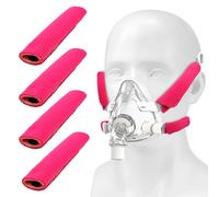 4uds Presión Positiva Fundas para Correas para Casco, Suaves Presión Positiva Almohadillas para Cara Reutilizables Forros para Correas Máscara Reducen Sangrías y Marcas Rojas (Rosa Roja)