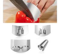 4uds Protector de Dedos de Acero Inoxidable, Cocina Protector de Dedos para Cortar Verduras Uñas Protector de Dedos Mano para Cortar para Cortar en Cubitos y Evitar Dañar(4 Estilos)