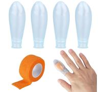 4uds Protectores de Dedos Impermeables, Reutilizables Silicona Protector Dedos con Vendaje de Lactancia para Ducha Natación Pedicura Manicura Remojo Uñas y Protección Heridas
