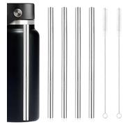 4uds Reemplazo Pajita Metal para Hydro Flask, Pajitas Acero Inoxidable Con 2uds Cepillos Pajitas Accesorios Botellas Agua Compatibles con Hydro Flask Botella Boca Ancha 32oz(Plateada)