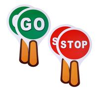 4uds Señal Stop and Go Asa, Resistente al Agua Cruces Señales Tráfico Señal Stop Roja y Verde Luz Roja Señal Stop and Go Doble Cara para Niños Enseñanza Seguridad Vial