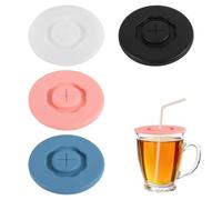 4uds Tapas de Silicona para Vasos, Tapas Bebidas Reutilizables sin BPA con Orificio Pajita y Cierre Hermético para La Mayoría de Vaso y Vasos (4 Colores)