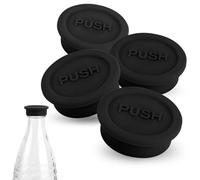 4uds Tapas Para Botellas de Refresco, Silicona Tapa Para Botella de Vidrio Reutilizables Botella Vidrio Tapa Compatibles con Botellas de Vidrio Sodastream (Negro)