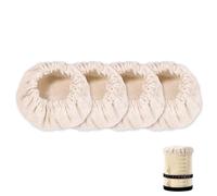 4uds Tela para Tapas de Tarros, Algodón Tapas de Tela Elastica Cubiertas de Tela para Tarros Tapa de Tela Reutilizables Cubierta para Cuenco de Masa Madre para Boca de Tarro de 10,16-12,7cm