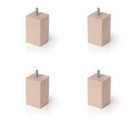 4un. Pata pie mueble en madera de haya natural en crudo sin barnizar. Altura 80mm forma cuadrada