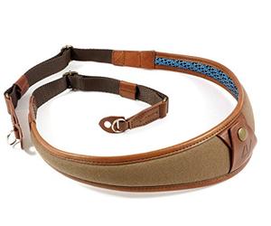 4V Design ALA - Bandolera profesional para fotografía de piel/tela de lona, enganche de anillo hecho a mano en Italia con cuero toscano vegetal, precurvado ajustable acolchado col: marrón