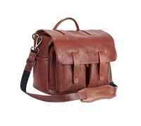 4V Design Luca - Bolsa Messenger para cámara en Cuero (Ultra-Grip, Compartimento extraíble con 4 separadores) Color marrón