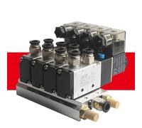 4V110-06 M5 DC24V 12V Válvula solenoide de 2 posiciones, 5 vías, cuatro posiciones, base de aluminio, accesorios, juego de silenciadores, 3, 4, 5 estaciones, CA 220V, CA 110V(Dc24v 4 in 4 Out)