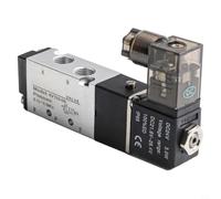 4V110-06 - Válvula de aire solenoide neumática de 5 vías y 2 posiciones CC 24 V con puertos PT1/8 pulgadas, cuerpo de aleación de aluminio, clasificación IP65, para uso industrial