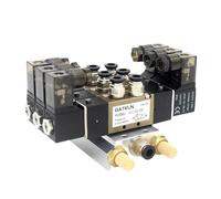 4V120-06 DC24V 12V AC220V AC110V 2 posiciones Válvula solenoide cuádruple de 5 vías Juego silenciadores montaje base aluminio 3 4 6 estaciones(AC110V 6mm fittings,4 Stations)