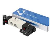 4V130C-06 4V230C-08 Válvula solenoide Doble cabezal Doble control 5 vías 3 posiciones Apagado Retención Válvula direccional neumática(Black,DC24V)
