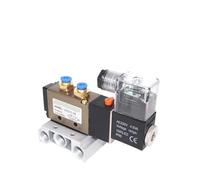 4V210-08 DC12V 24V AC110V 220V 380V 2 posiciones 5 vías cuádruple válvula solenoide base de aluminio silenciadores Set 1-10 estaciones (9 estaciones, AC380V)
