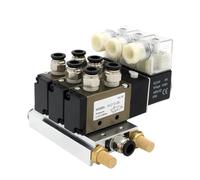 4V210-08 Estaciones DC24V 12V AC220V AC110V Válvula Solenoide Cuádruple De 2 Posiciones Y 5 Vías, Base De Aluminio, Silenciadores(5 Stations)
