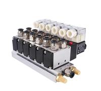 4V210-08 - Juego de silenciadores de 2 a 10 estaciones, 2 posiciones, 5 vías, 12 V, 24 V, 110 V, 220 V, 6 válvulas solenoides neumáticas, base de aluminio, conexión de 8 mm(3 Stations,AC110V)