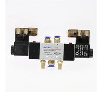 4V220-08 - Válvula solenoide neumática de doble bobina de aire de 1/8 pulgadas 1/4 pulgadas, 5 vías, 2 posiciones, CC 12 V CC, 24 V, AC110 V, AC220 V con accesorios silenciador (accesorios de PC12 mm