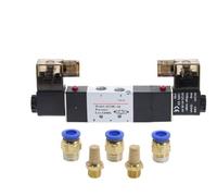 4V230-08C 5 vías 3 posiciones 1/4 "válvula solenoide neumática DC12V DC24V AC110V AC220V w conector de accesorios 4 6 8 10 12mm(8mm connector,24V)