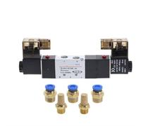 4V230-08C 5 vías 3 posiciones 1/4 "válvula solenoide neumática DC12V DC24V AC110V AC220V w conector de accesorios 4 6 8 10 12mm(6mm connector,110 Volt)