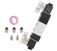 4V230-08C 5 Way 3 Position 1/4" Pneumatic Solenoid Valve DC12V DC24V AC110V AC220V W Fittings Connector 4 6 8 10 12mm(4V230-08C w PC12,DC 24V)
