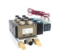 4V310-10 DC24V 12V AC220V AC110V 2 posiciones válvula solenoide cuádruple de 5 vías juego de silenciadores de ajuste de Base de aluminio 3 4 5 6 estaciones 1 Uds(AC220V 10mm fittings)