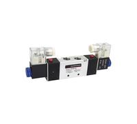 4V320-10 5 Way 2 Position Double Headed Control Power Down Hold Pneumatic Directional Air Solenoid Valve(With 10mm fittings,DC12V)