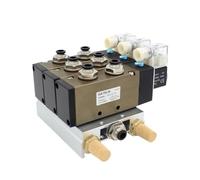 4V410-15 DC24V 12V AC220V AC110V 2 posiciones 5 vías Válvula solenoide cuádruple Base de aluminio Juego silenciadores 3 4 6 7 estaciones(AC220V 10mm fittings,3 Stations)
