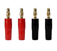 4VWIN Conectores banana de 4 mm, chapado en oro de 24 K, conector para altavoz, receptor de audio/vídeo, amplificadores y sistemas de sonido (2 pares (4 piezas)