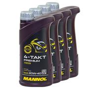 4x 1 Litro Mannol Aceite de Motor 4-TAKT Premium 7209 20W40 Api Sn Jaso MA2