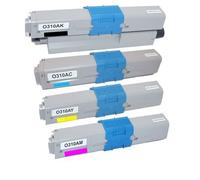 4X Alternativ Rebuilt Toner Set für Oki C: C301 DN C321 DN ersetzt : Oki 44973534 Magenta Oki 44973536 Black Oki.