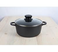 4x Aluguss Olla 2,3L 20cm Tapa de Vidrio Cocina Comida Inducción Cocinar Estufa